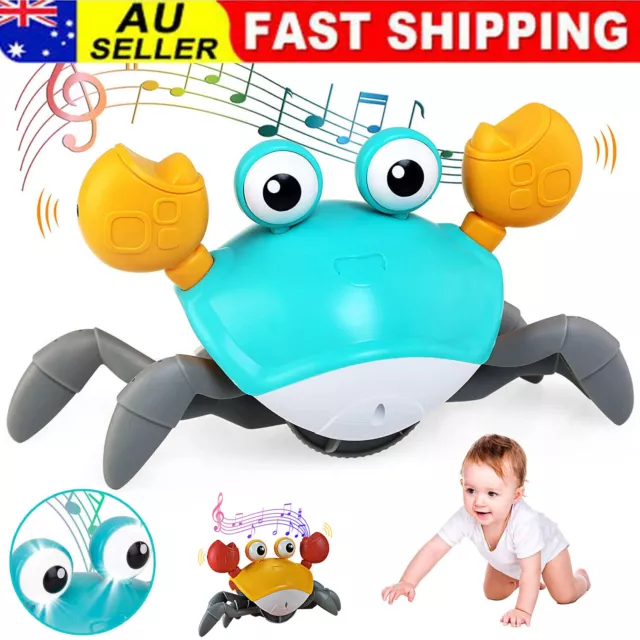 Electric Sensing Crawling Crab, Tummy Time Baby Toys, Interactive Walking Toy AU