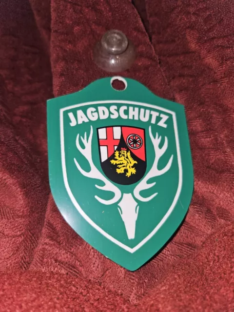 Jagdschutz Rheinland-Pfalz Schild für Windschutzscheibe Komplett Mit Saugnapf