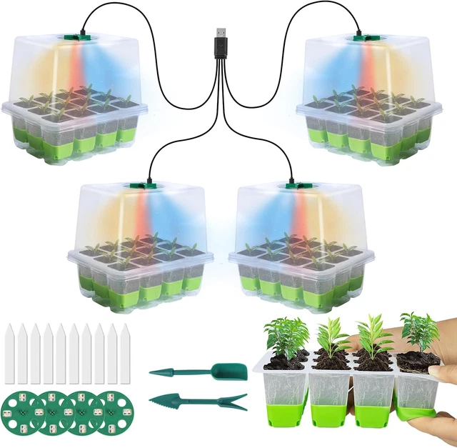 Semenzaio Con Luce MQFORU 2 Vassoi Da 80 Celle - Timer Intelligente, 3 Modalità, Per Germinazione Semi - Foto 5