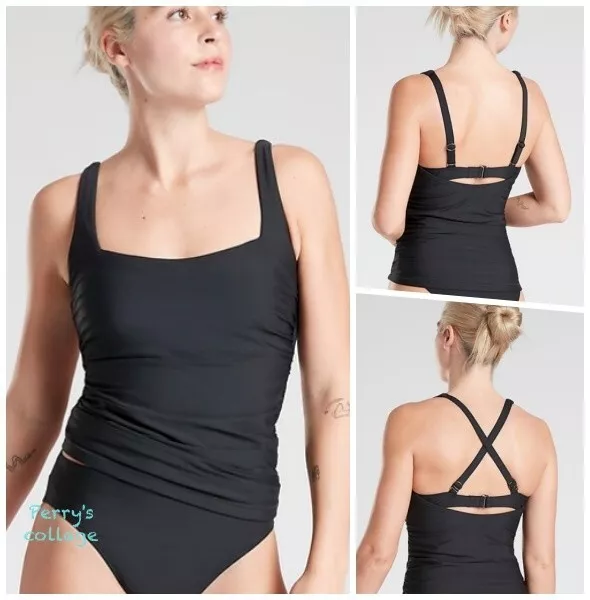 ATHLETA Square Neck Bra Cup Tankini Top 36D 36DD Black Support Swim Suit Top NEW ATHLETA Square Neck Bra Cup Tankini Top 36D 36DD Black Support Swim Suit Top NEW