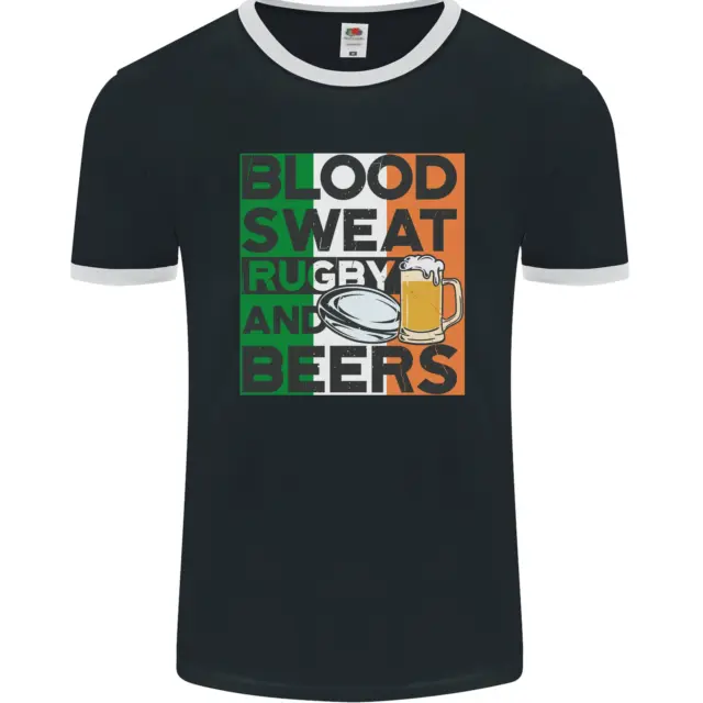 Blood Sweat Rugby and Beers Ireland Funny Mens Ringer T-Shirt FotL