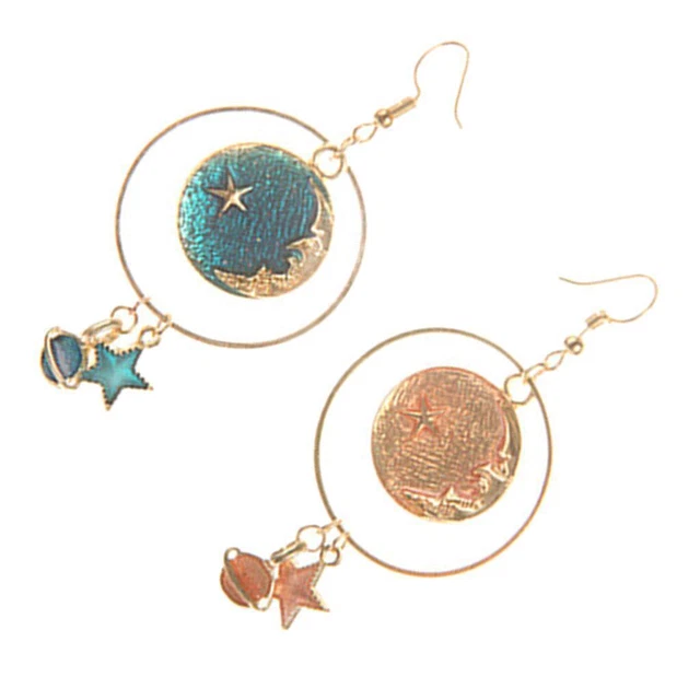 Prettyia   Enamel   Dangle   Earrings   Wedding   Party   Studs   Star   Moon