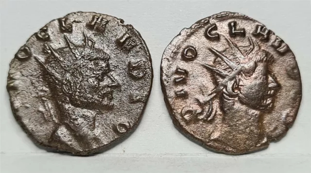 Rome lot 2x CLAUDIUS II. GOTHICUS AE Antoninianus CONSECRATIO Eagle Altar #E46