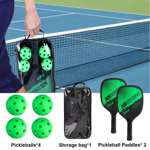 2 Player[PICKLEBALL PADDLES SET]Carbon Fiber Racket+4 Durable Balls+Storage Bag