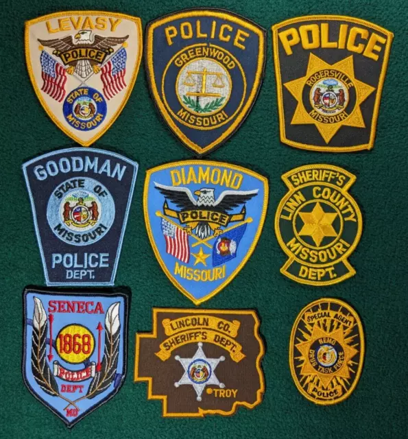 Police Dept Embroidered Patches - Missouri (Lot Of 9) Unused Vintage