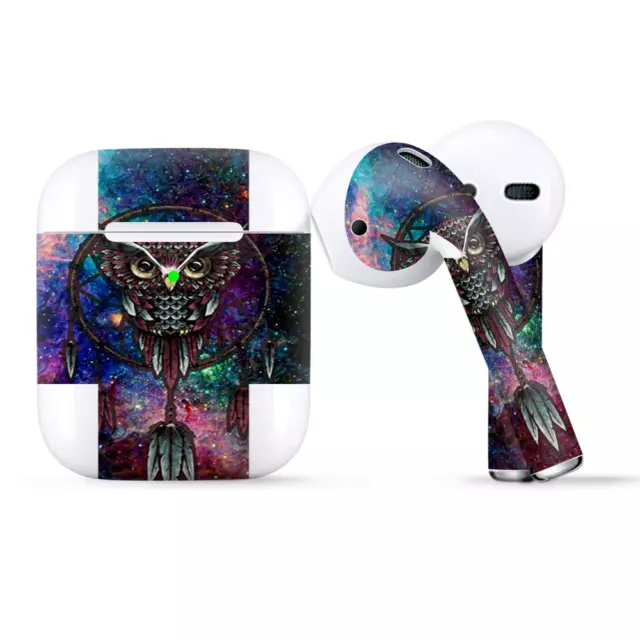 Skins Wraps compatible pour Apple Airpods Dreamcatcher Hibou en couleur