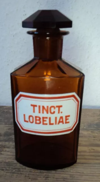 altes Apothekerglas Flasche Apotheke emailliert #14 TINCT. LOBELIAE