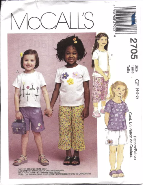 Uncut Vintage Mccalls Cartamodello Ragazze Top Capri Pantaloni Pantaloncini 2705
