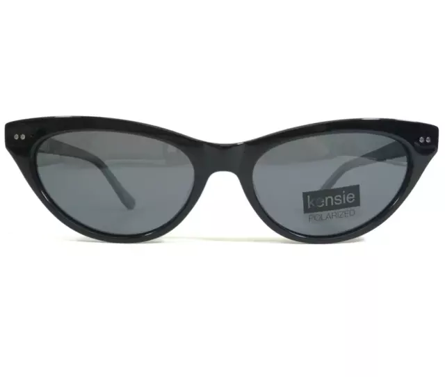 Kensie Sunglasses Be Yourself 76 BK Black Gray Cat Eye Round with Black Lenses