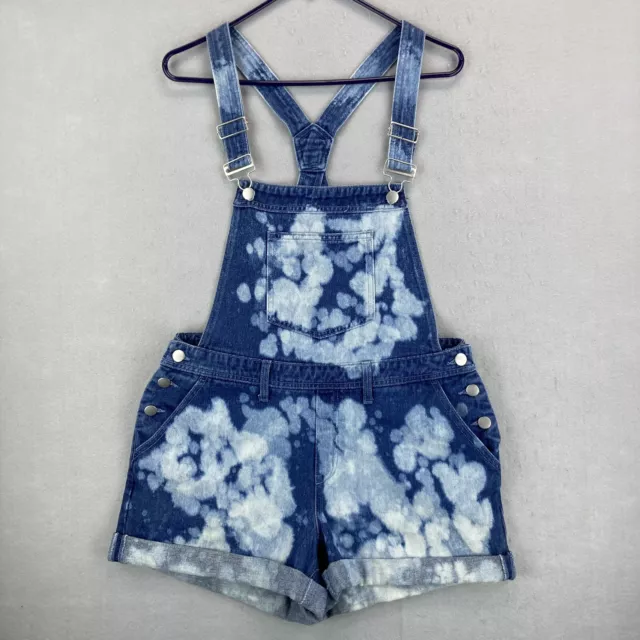 Fashion Nova Overalls Womens Size 9 Blue Acid Wash Cuffed Stretch Denim Ladies