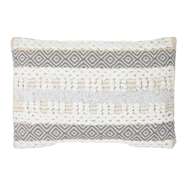 Coussin DKD Home Decor Rayures Gris Polyester Coton Aluminium Blanc Indien (60 x