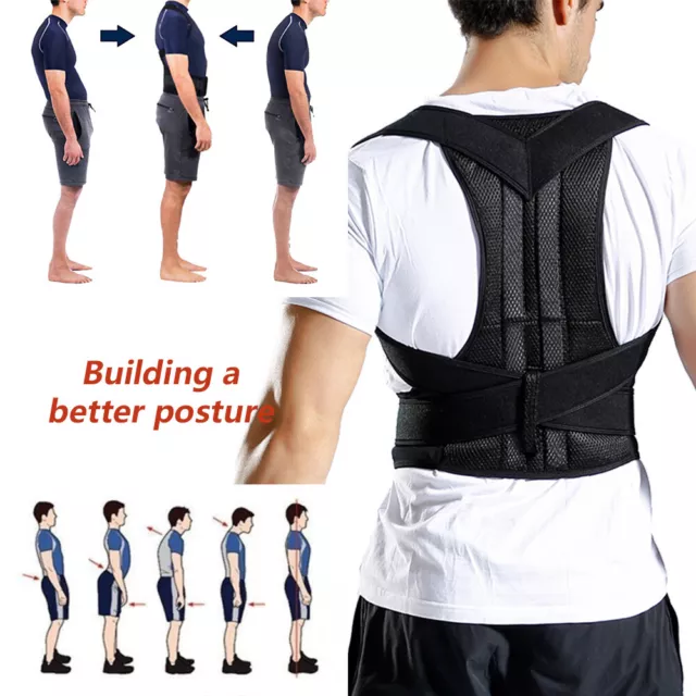 Men Neoprene Posture Corrector Bad Back Lumbar Shoulder Support Belt Brace Women 3