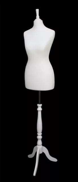 DELUXE Size 8 Female Dressmakers Dummy Mannequin Tailors Cream Bust White Stand