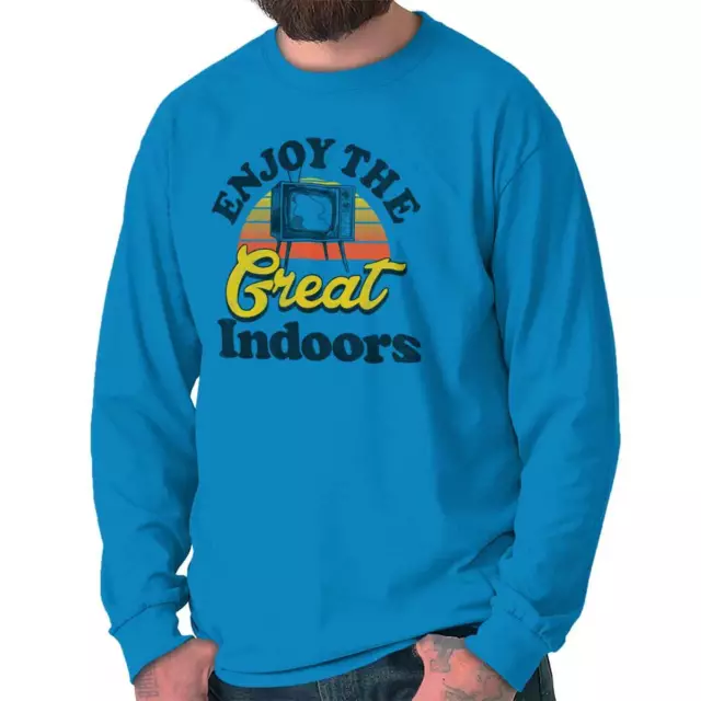 Enjoy Great Indoors Funny Graphic Introvert Long Sleeve Tshirt for Men or Women