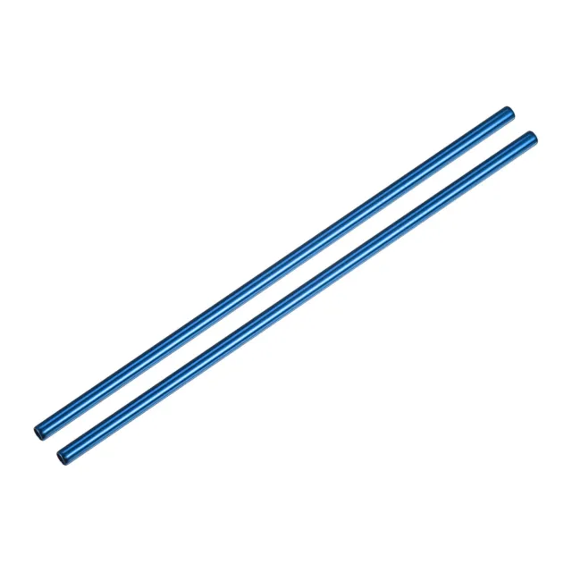 Reusable Metal Straws 2Pcs, Stainless Steel Straight Straw 10.5" Long - Blue
