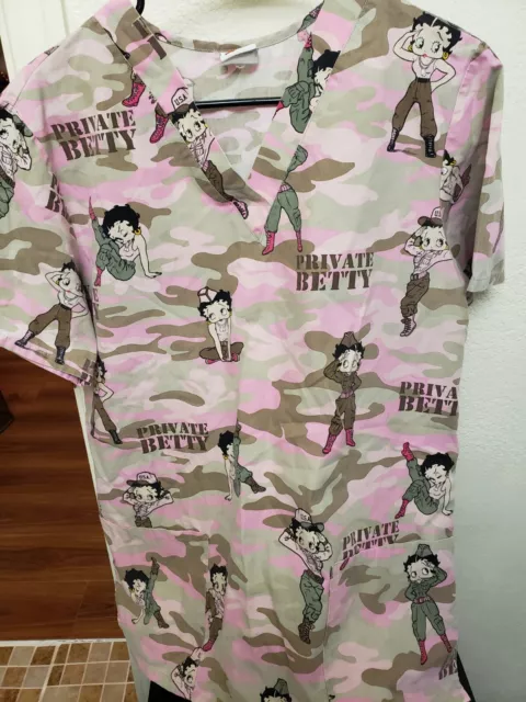 betty boop scrub top private XL women's military style