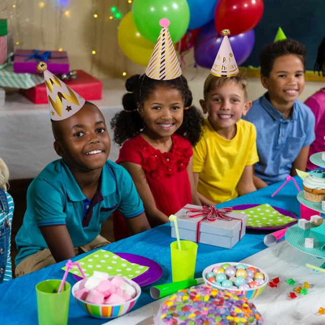 6 pz/timbro paillettes cappello compleanno carta bambino forniture festa cappelli bambini