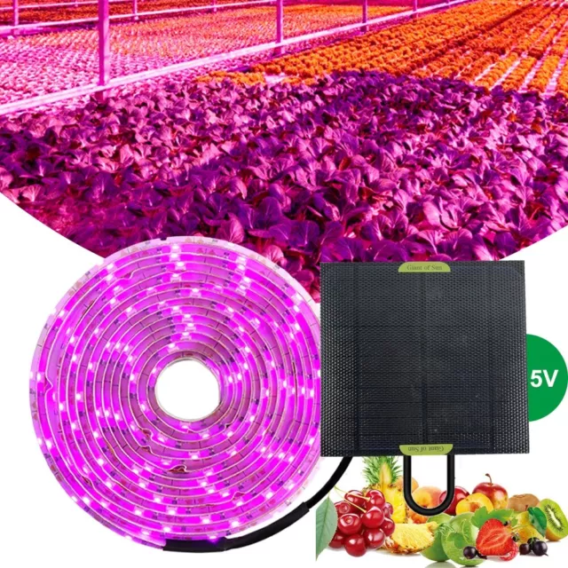 Solar Panel LED Grow Light Strip Full Spectrum Lamp for Indoor Plant Veg Flower