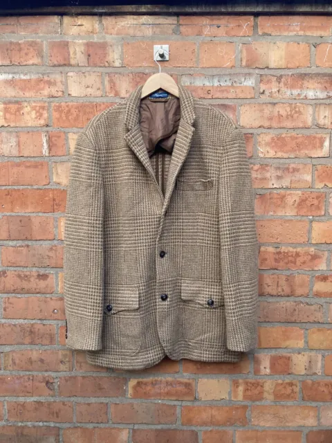 Blazer Ralph Lauren da uomo 100% lana marrone tweed stile marrone morbido taglia 44L