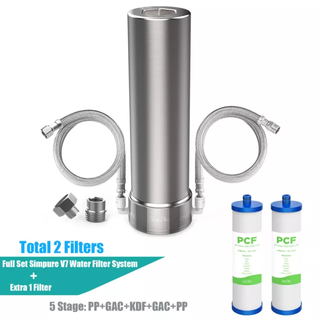 Sistema de filtro de agua debajo del fregadero SimPure V7 5 etapas 20.000 galones SUS304+1*filtro