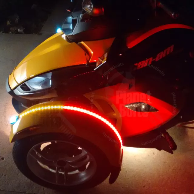 Red Amber 2x Dual Color LED Fender Channel Strip Can Am Spyder RS Light Flex