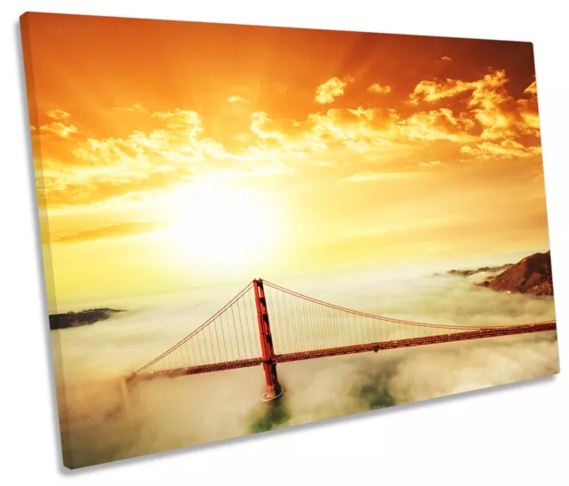 Golden Gate Bridge Sunset CANVAS WALL ART Picture Print Single