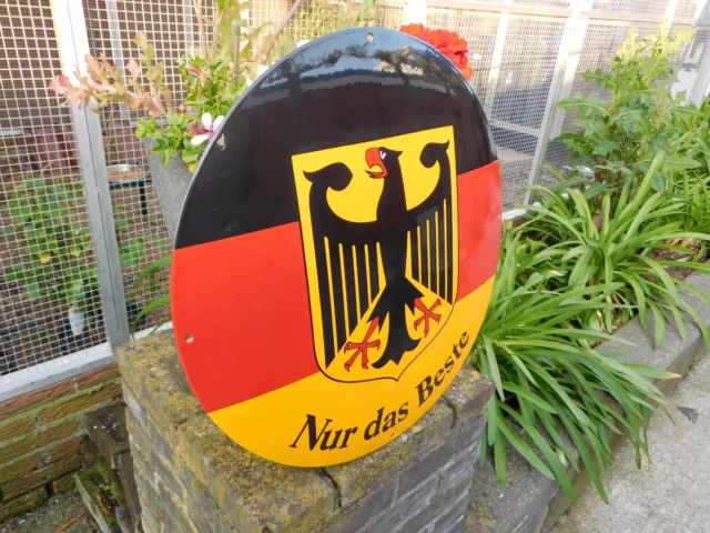 Germany Eagle Flag " NUR DAS BESTE " High Gloss Porcelain Enamel Sign 19.5 Inch