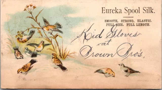 Eureka Spool Silk Bird Themed LOT OF 5  W H WEEMS Mystic River CT Trade Card