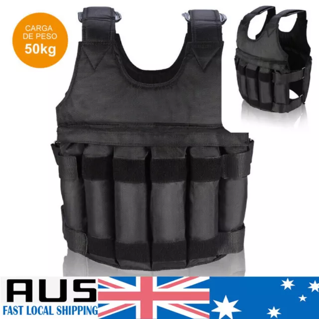 50kg Weighted Vest Adjustable Weight Loading Jacket Exercise Training Fitness AU