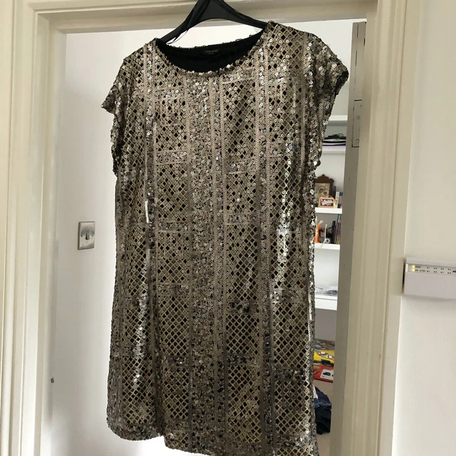 Gilet da donna River Island paillettes - taglia 14 argento metallizzato/bronzo