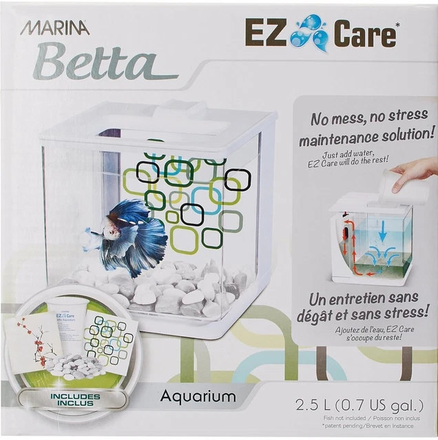 Hagen Marina Aquarium Kit For Betta Fish 0.7 US Gal 13357 - White - East Clean