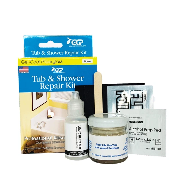 Gel-Coat Products 58-204 Tub and Shower Repair Kit, Bone