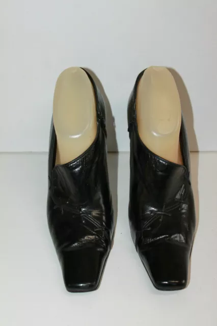 Bally Court Shoes vintage Pointed all Leather Black Heels Metal T 8.5 US/40.5