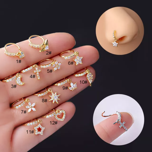 Piercing Jewelry Star Moon Nose Ring Oval Link Chain Nose Ring For Women JewelSA