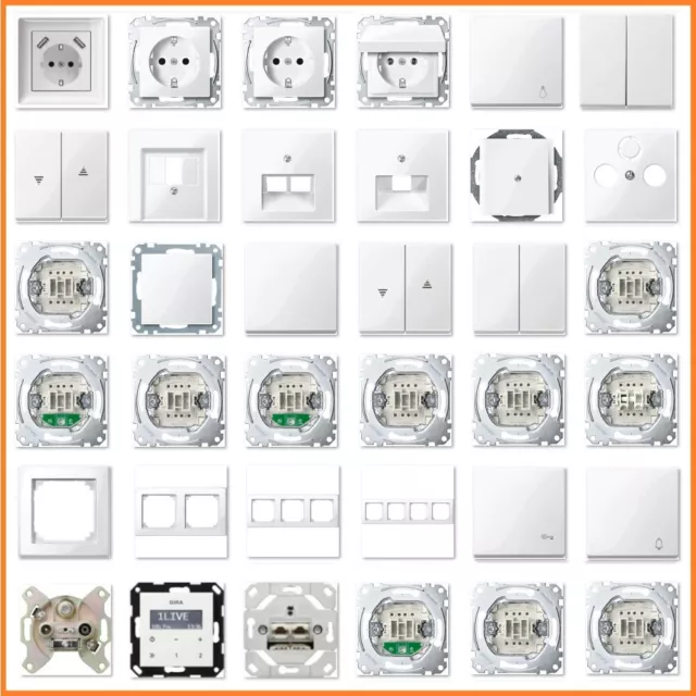 MERTEN System M, M-Smart 1-M Steckdose Rahmen Schalter Wippe polarweiß glänzend