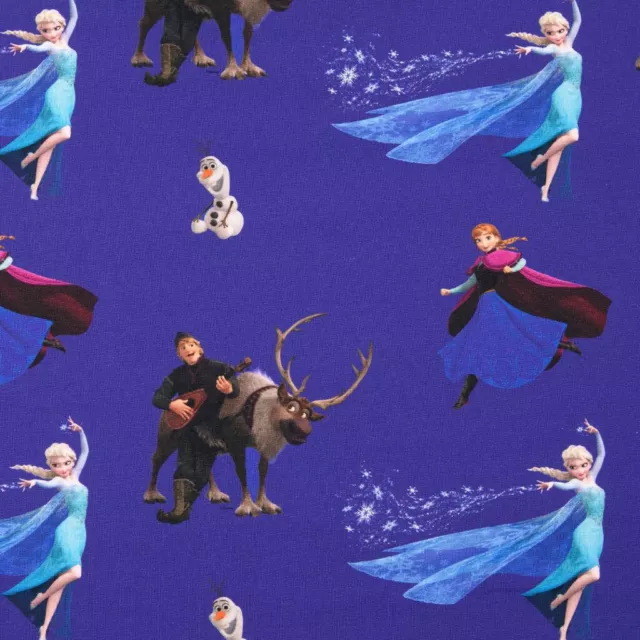 Baumwolljersey Frozen blau 150cm nähen Jersey Kinderstoffe Elsa Olaf Anna Chris