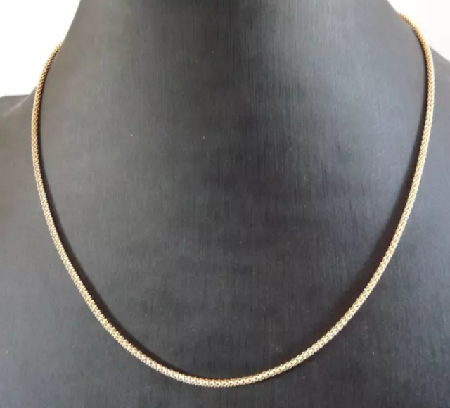 Collier Tubulaire Mince Or Massif 18K Petite Chaîne Vintage Ans '80 Femme