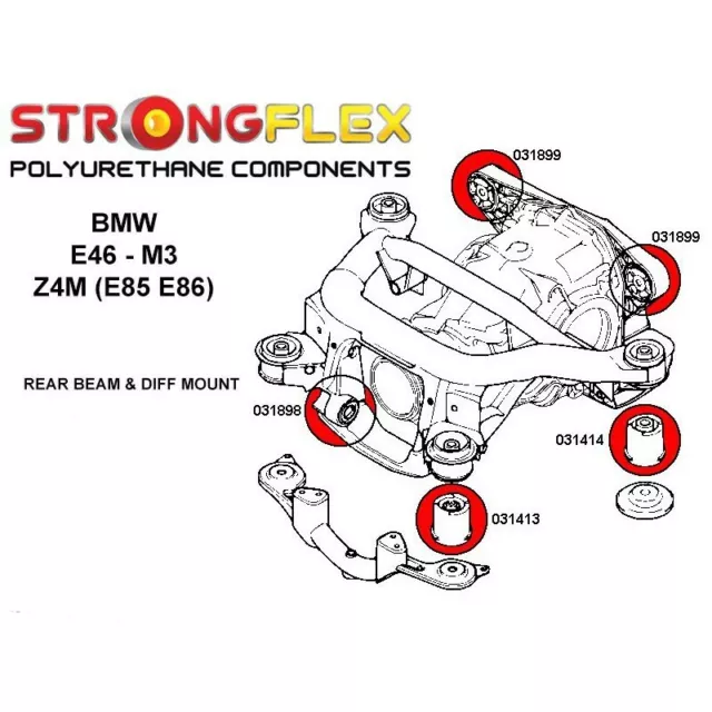 BMW Z4 E85/E86/M3/E89 Kit de silent bloc de fixation de sous-châssis arrière 3