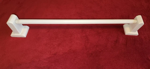 Vintage Milk Glass Towel Bar 18" Rod with Porcelain Rod Holders