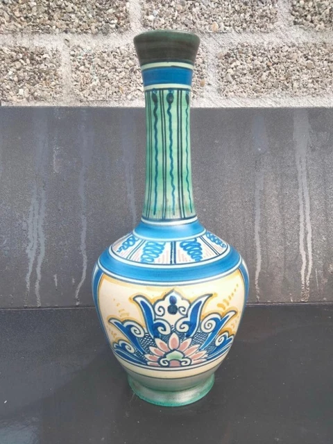 Large Art Deco 1920's Gouda Pottery  vase decor Damascus Ca 1910
