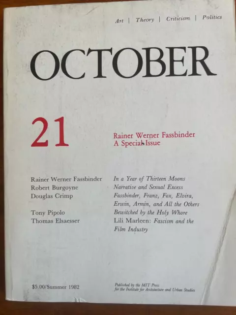 RAINER WERNER FASSBINDER--A Special issue of October Magazine #21 vg ...