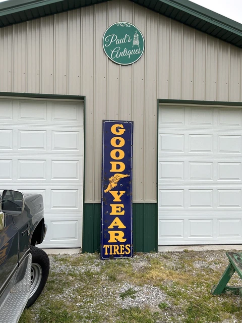 Large Antique Porcelain Good Year advertising sign old General store gas station