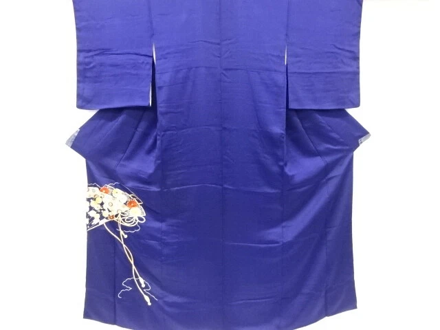 6553625: Japanese Kimono / Vintage Homongi / Embroidery / Ume Blossom & Kiku