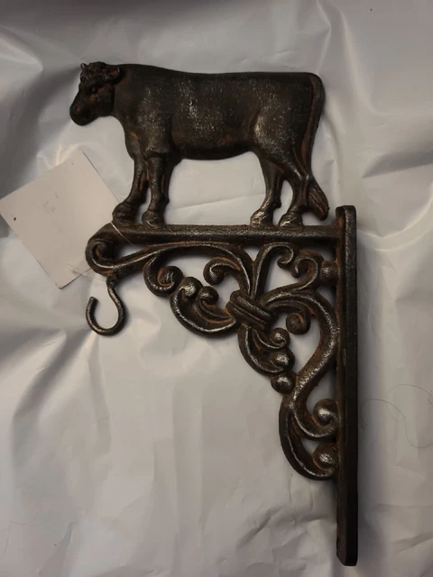 Cast Iron Cow Bracket Wall Mount Hook Plant Sign bell Hanger NWT SHIPS FAST