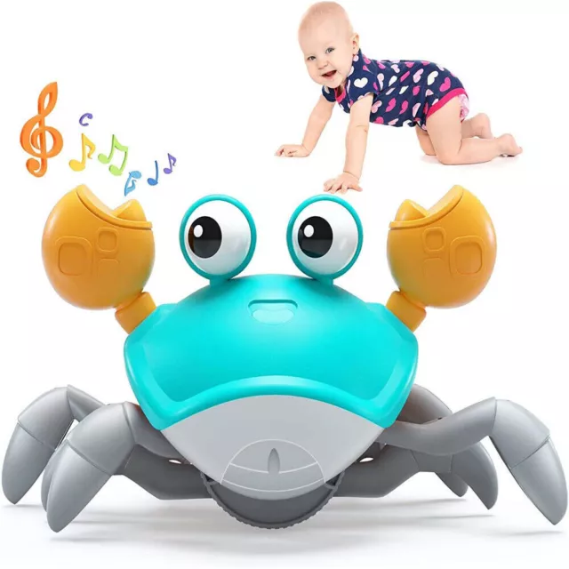 Electric Baby Kids Crawling Crab with Music + Light Moving Interactive Toy Gift