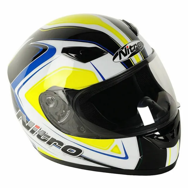 Nitro Vertice Full Face Motorcycle Scooter Crash Helmet Blue Yellow