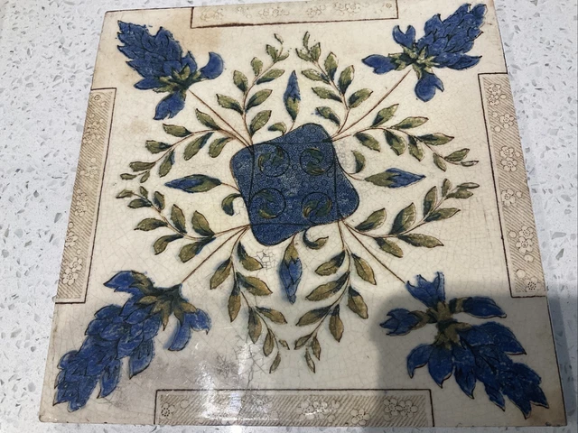 Victorian Wall Tile, Blue Flowers, 15 cms Square 3