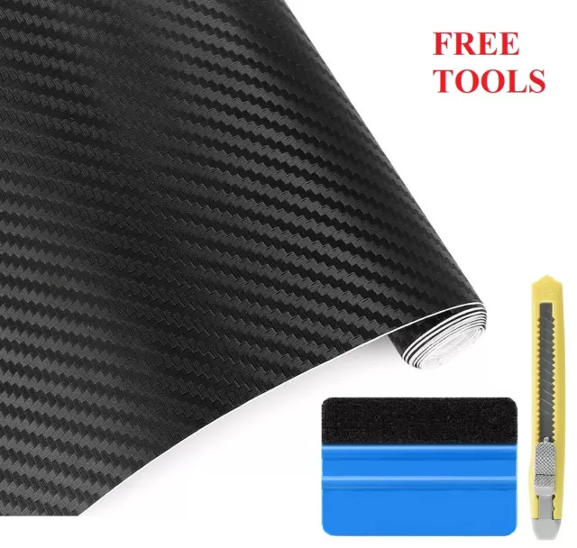 3D Carbon Fiber Matte Black Textured Vinyl Wrap Sticker Decal Air Bubble Free