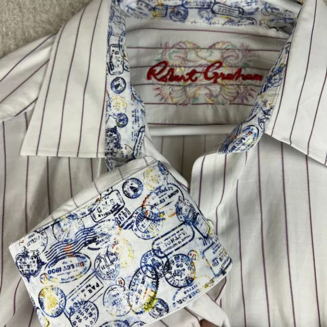 Robert Graham Men's XL Allover Paris Print Flip Cuff Long SL Classic Fit Shirt