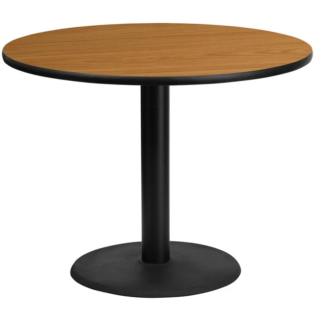 42 Round Natural Laminate Table Top With 24 Round Table Height Base